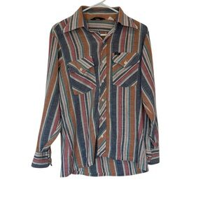 Vintage Lee Long Sleeve Button Down Shirt Size M Stripes Western